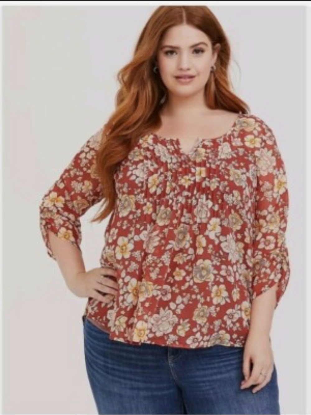 torrid Rust Floral Peasant Blouse 1X